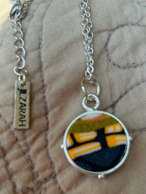 Jill LIZARAH Silver Pendant Necklace 2 Sides.Abstract Art.French Quarter NWT